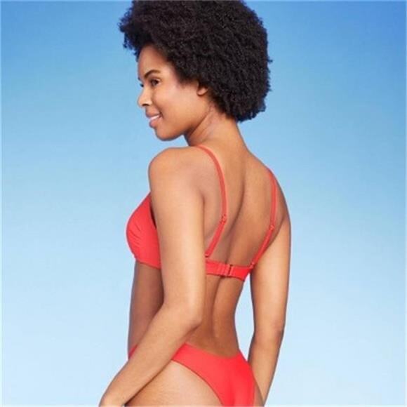 Wild Fable Red and Gold Dual Ring Keyhole Bralette Bikini Top Size XS - Picture 3 of 14